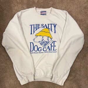 Vintage Hanes The Salty Dog Cafe Sweatshirt Unisex Size S White 90% Cotton